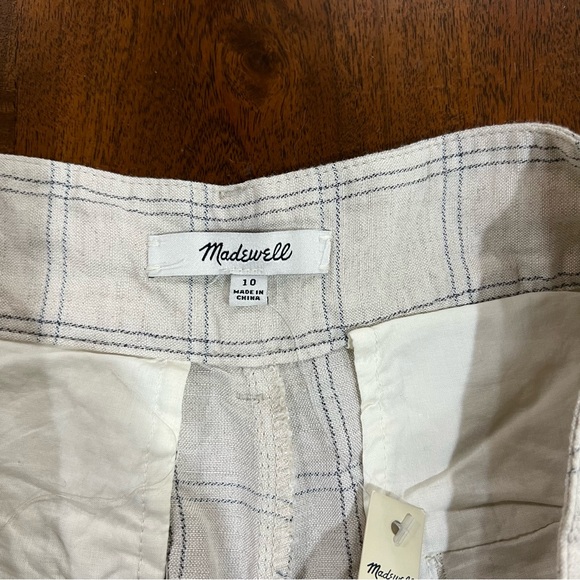 New! Madewell Pleated Taper Linen Blend Wide-Leg Pants in Windowpane Size 10 - Picture 5 of 11